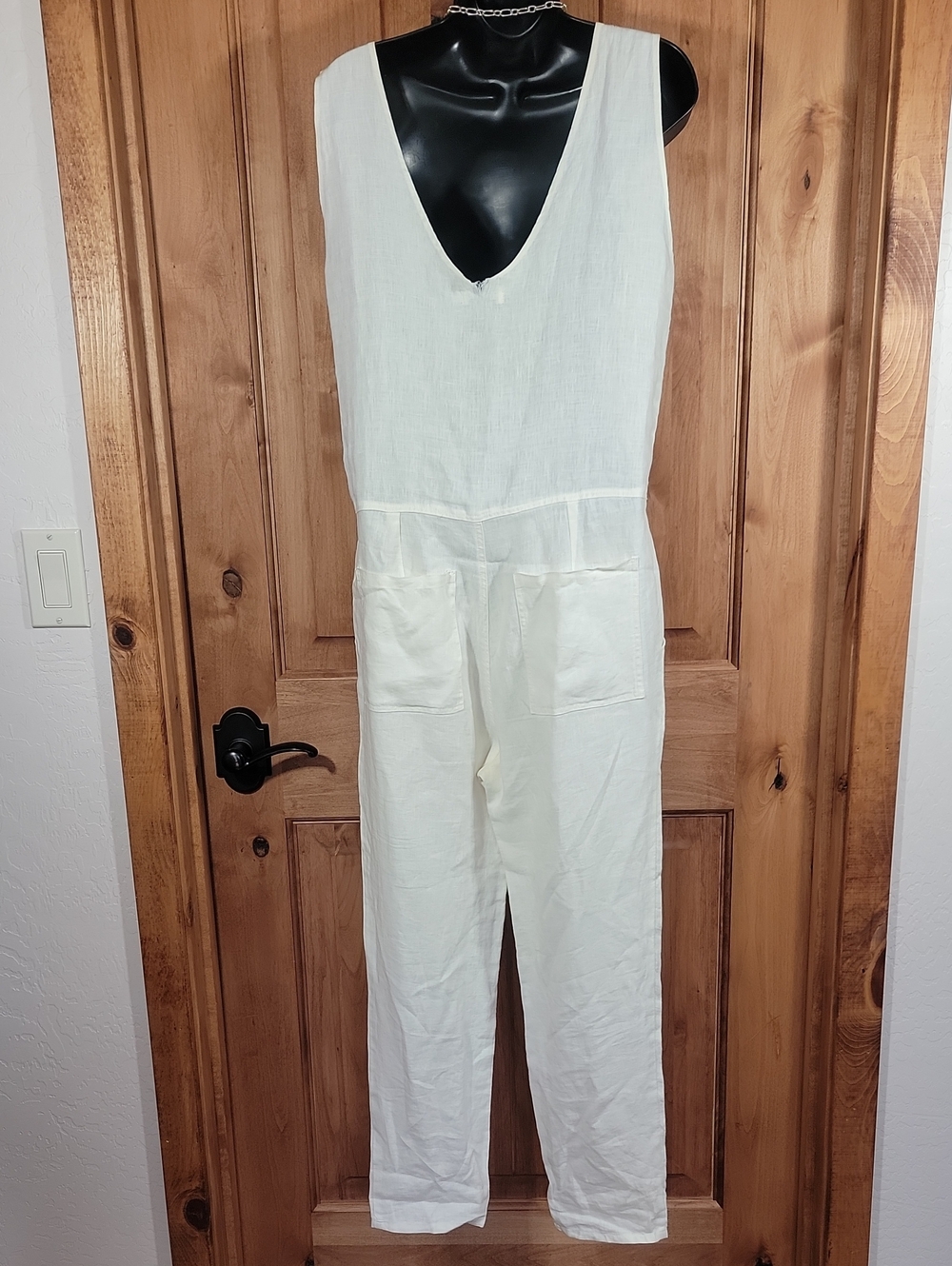 OZMA of California Sleeveless V-Neck Linen Jumpsuit - Picture 6 of 16